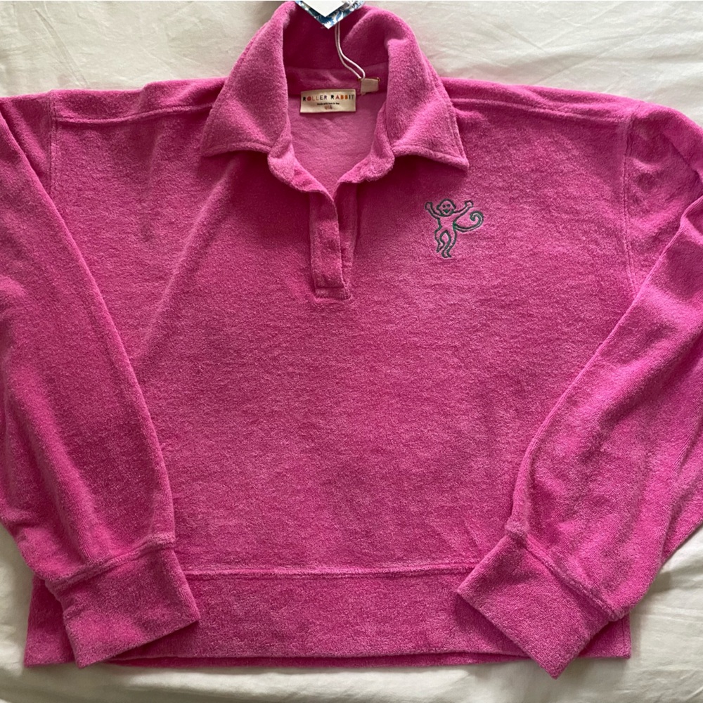 Roller Rabbit NWT Womens Small pink Terry pull over